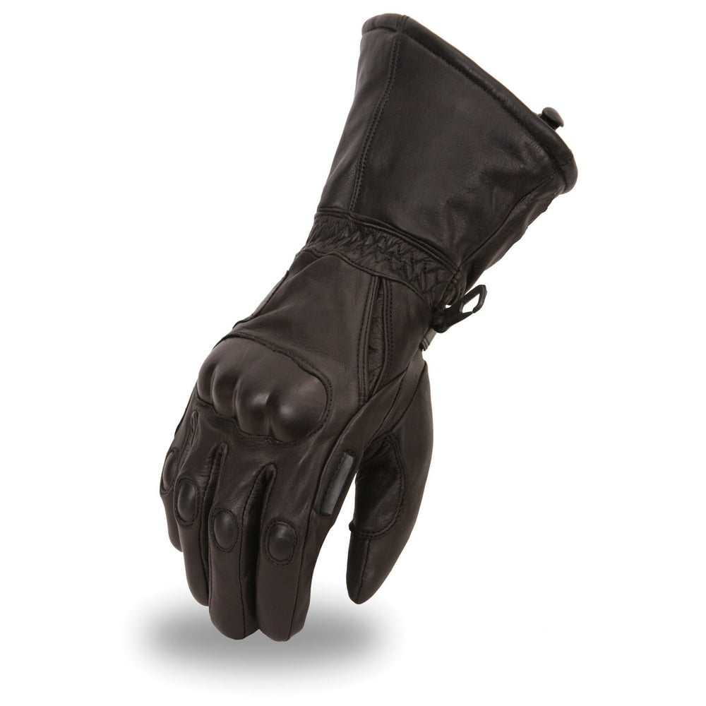 First MFG Mens Leather Waterproof Gauntlet Gloves w/ Knuckle Protection
