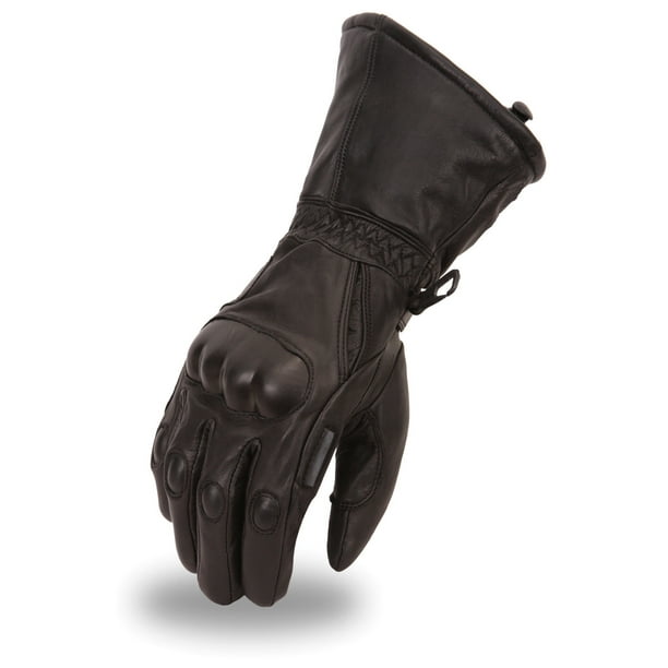 First MFG Mens Leather Waterproof Gauntlet Gloves w/ Knuckle Protection