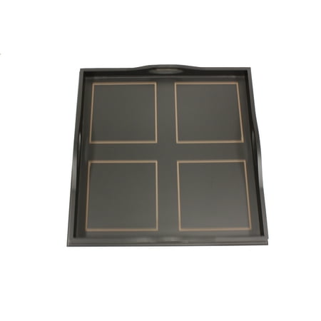 

Mountain Woods Antique Black Square Ottoman Luxury Wooden Serving Tray - 23