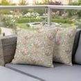 thumbnail image 5 of Pack of 2 Outdoor Pillow Covers 24x24 Inch Waterproof Pink Flowers Throw Pillow Covers,Decorative Couch Pillow Shams Protectors Green Country Botanical Floral Leaves Patio Pillowcases Cushion Covers, 5 of 8