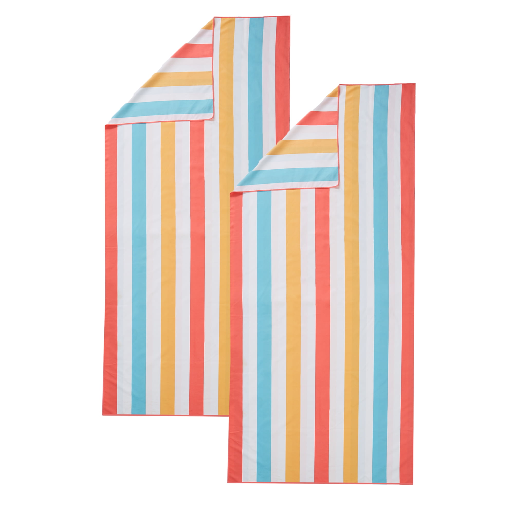 Great Bay Home SandFree Microfiber Cabana Stripe 2Pack Beach Towel (2