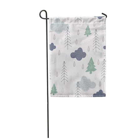 SIDONKU Pretty Forest Trees Clouds and Raindrops Baby Scandinavian Nature Garden Flag Decorative Flag House Banner 28x40 inch