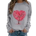 thumbnail image 2 of FASHOFT Womens Valentine's Day Sweatshirt Love Heart Print Blouse Heart Print Soft Casual Crewneck Blouse Pullover Valentine's Long Sleeve Tops Holiday Casual Pullover Grey L, 2 of 6