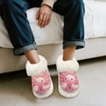 thumbnail image 5 of POLERO Kawaii Pink Axolotl Print Warm House Slippers for Women Comfy Fleece Lined Fuzzy Slippers with Thick Sole for Indoor Outdoor, Size 5-6, 5 of 7