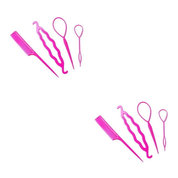 Guardurnaity Herramienta de cola de caballo para el cabello con de tracción Accesorio de peinado duradero Decoraciones de peinado versátiles montó rojo 2Conjunto