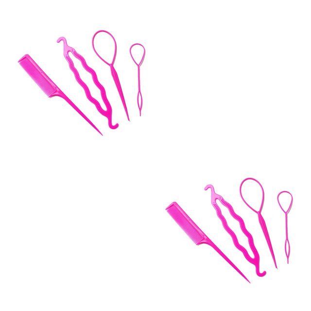 Sonducket Herramienta de cola de caballo para el cabello con de tracción Accesorio de peinado Decoraciones de peinado versátiles Suministros de montó rojo 2Conjunto