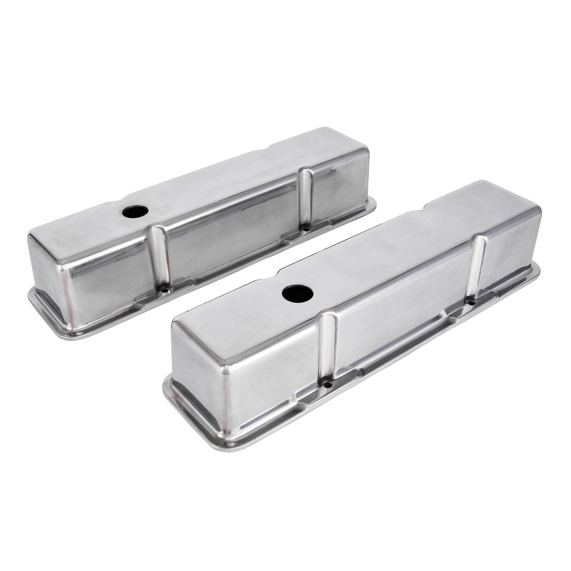 JEGS Polished Cast Aluminum Smooth Valve Covers for 1958-1986 Small Block Chevy [Tall Design]
