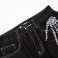 thumbnail image 5 of Luwomo Men's Casual Jeans High Waist Street Skeleton Print Loose Fit Wide Leg Straight Long Trousers Dark Denim Pants Black,L, 5 of 5