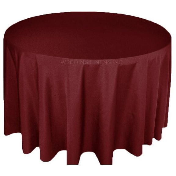 Wedding Linens Inc. 108" Round Premium(200 GSM) Polyester Linen Tablecloth - Burgundy