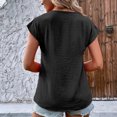 thumbnail image 4 of Camiseta de manga corta para mujer con cuello en V y botones, suave y transpirable, para el hogar, el trabajo, la escuela, negro, XXL, 4 of 6