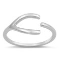 thumbnail image 1 of Open Adjustable Wishbone Thumb Ring .925 Sterling Silver Bar Band Jewelry Female Male Unisex Size 7, 1 of 4