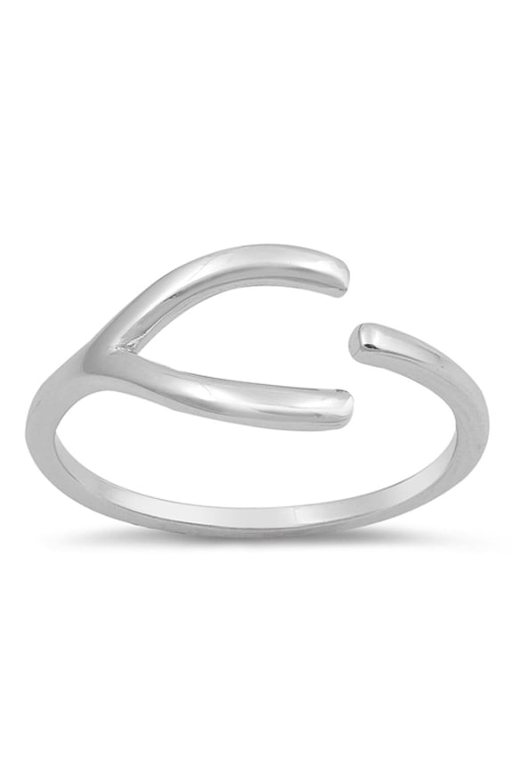 Open Adjustable Wishbone Thumb Ring .925 Sterling Silver Bar Band Jewelry Female Male Unisex Size 9