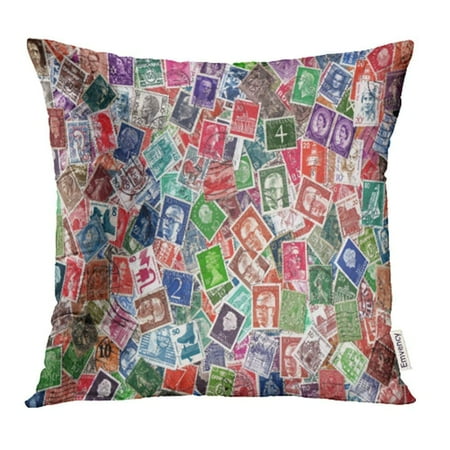 Definitive Postage Stamps - CMFUN Europe Circa 1950 2000 of Definitive European Postage Stamps Including from Germany Pillow Case Pillow Cover 16x16 inch Throw Pillow Covers