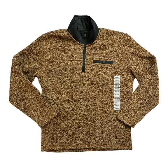 Eddie Bauer Men's Snap Button Chest Pocket 1/4 Zip Sweater Fleece Pullover (Rust Heather, L)