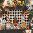 thumbnail image 6 of Thanksgiving Gnome Placemats Set of 8 Dwarf Fall Maple Leaves Pumpkin Black Plaid Heat Insulated Linen Place Mats, Washable Stain-Proof Table Mats for Dining Tables Holiday Decor 13x19inch, 6 of 9