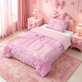 thumbnail image 2 of Homewish Sparkling Bow Initial B Print Twin Comforter Sets,Pink Monogram Aesthetic Art Bedding Set For Girl,Pink Reversible,2pcs,1 Comforter and 1 Pillowcase, 2 of 7