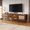 Dark Brown, variant on Harper & Bright Designs Rattan TV Stand for 85 inch TV, Wood TV Storage Cabinet with Open Shelves and 2 Drawers, Media Console with Solid Wood Legs for Living Room, Natural Wood