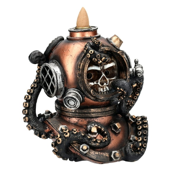 6" Kraken Skull Mechanical Steampunk Backflow Incense Burner