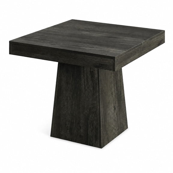 KIOOTTO Square Dining Table with Tapered Pedestal, Dark Gray