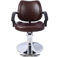 thumbnail image 3 of Hair Salon Chair, Styling Heavy Duty Hydraulic Pump Barber Chair with Barber Cape, Beauty Shampoo Barbering Chair for Hair Stylist Women Man, Black/Brown, 3 of 11