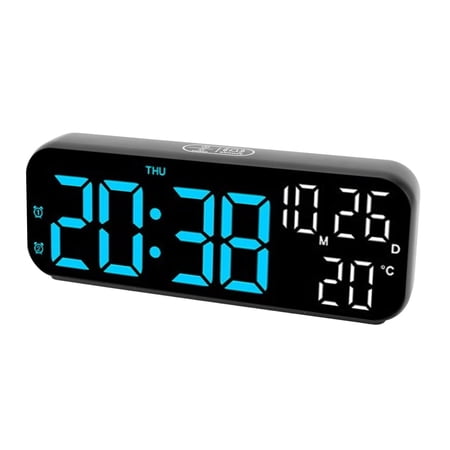 Suodoka LED Digital Clock Dual Display Voice Control 3 Adjustable Brightness Date Temperature