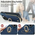 thumbnail image 5 of Decase Wallet Case for iPhone 11,Shockproof Rugged Phone Cover With 360° Rotatable Ring Kickstand & Back Zipper Card Pocket Cloth Fabric Hybrid PU Leather,for Women Men - Blue, 5 of 7