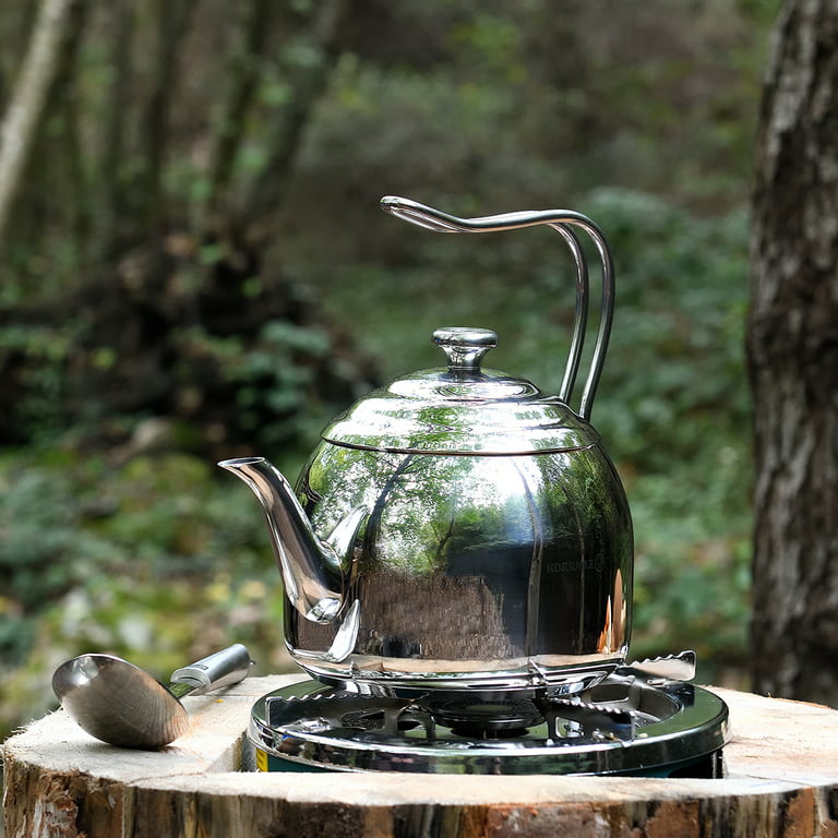 Korkmaz Droppa Quart High-End Stainless Steel Induction-Ready Teapot Tea  Kettle 3.5 Quart 