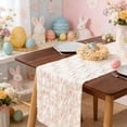 thumbnail image 4 of Spring Bunnies Table Cloths Decorative Fabric Runner, Cute Plush Rabbit Design, Elegant Dining Setting Accessory, Portable Lightweight Centerpiece, Easter Holiday Table Decoration, 4 of 9