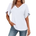thumbnail image 7 of ClodeEU Womens Summer Short Sleeve Lightweight V Neck T Shirts, Dressy Casual Tunic Clothes Tops White,Womens Plus XXL, 7 of 7