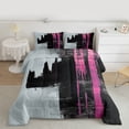 thumbnail image 2 of jejeloiu Fluid Art Artwork Full Size Comforter Sets,Black Gray Pink Bedding Sets For Girls Kids Reversible 3-Piece, 2 of 8