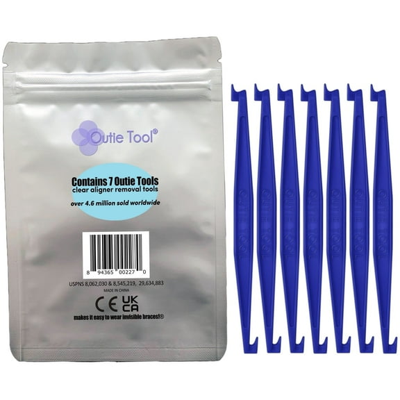 Outie Tool | Clear Aligner Invisible Braces Removal Tool | Retainer Remover | Patented Design | Pack of 7 | Midnight