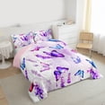 thumbnail image 3 of Homewish Teens Female Women Flying Gradient Butterflies Full Size Comforter Sets 3-Piece,Chic Purple Floral Flowers Bedding Comforter Set,Spring Garden Lightweight Bedding Sets, 3 of 8