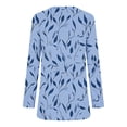 thumbnail image 6 of Betivan Fall Clearances-Tops Womens Fashion Blue and White Porcelain Printed Long Sleeve Tops Pleated Fall Tunic T-Shirts Chinoiserie Crew Neck Hide Belly Blouses, 6 of 7