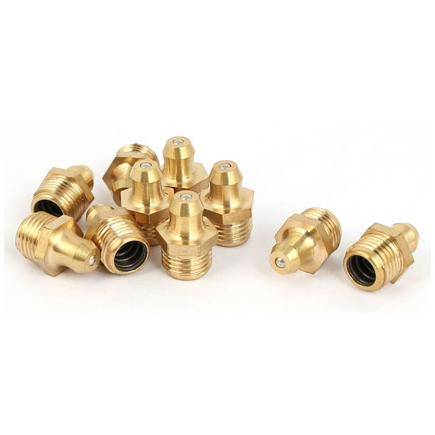 Unique Bargains 10 Pcs M10 Male Thread Straight Type Brass Zerk Grease