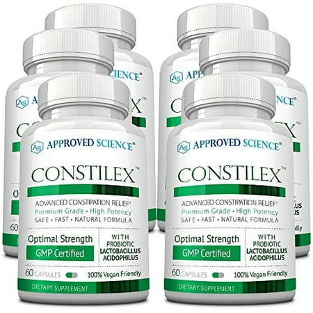 Approved Science Constilex - Rapid Constipation Relief & Support from Future Episodes - Promotes Healthy Levels of Bacteria and Strengthens Intestinal Flora - 6 Bottles