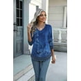 thumbnail image 4 of Zeagoo Women's 3/4 Sleeve V Neck Shirts Casual Basic Floral Blouses Fashion Business Work Tunic Tops, 4 of 6