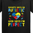 thumbnail image 4 of Inktastic Society Says I'm Autistic God Says I Am Perfect Youth T-Shirt, 4 of 5
