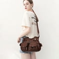 thumbnail image 3 of KL928 Multi Zipper Hobo Purses and Handbags for Women Soft PU Leather Satchel Large, 3 of 7