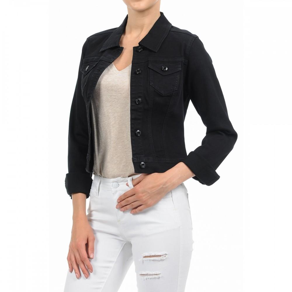 Wax Womens Basic Button Down Denim Jean Jacket