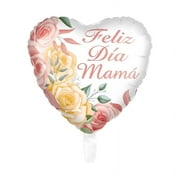 Feliz Da de la Madre Heart Shaped 18" Foil Balloon for Mother's Day Celebrations Mylar Balloon
