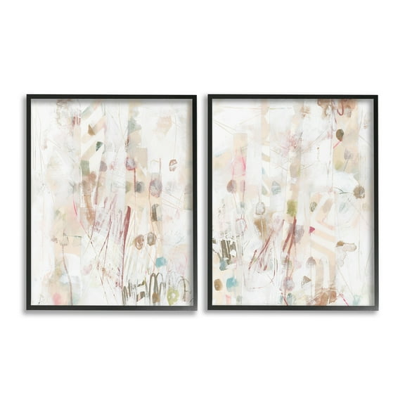 Stupell Industries Subtle Chaotic Patterns Abstract Painting Black Framed Art Print Wall Art, 11 x 14, Set of 2