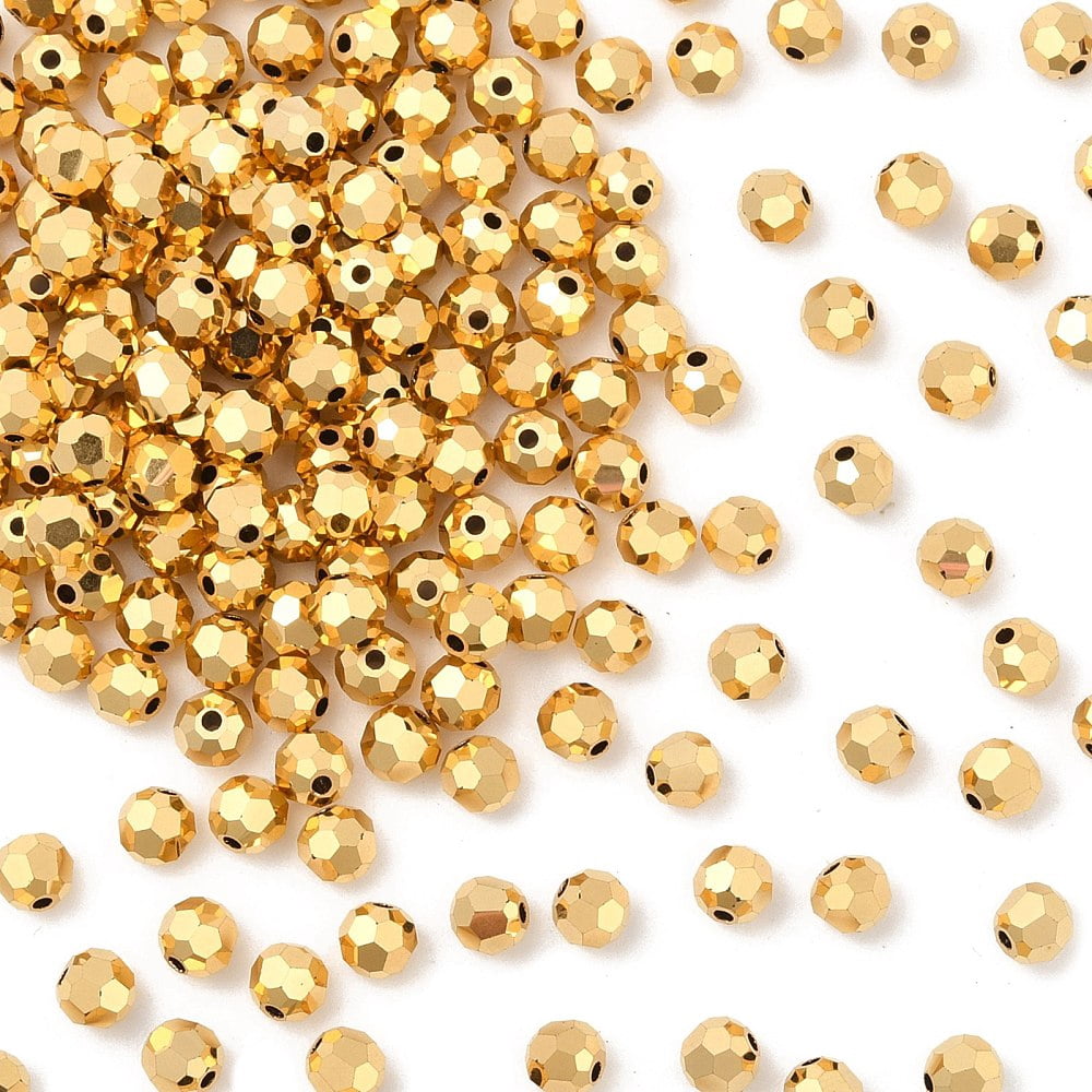 Preciosa® Crystal Beads Czech Crystal 451 19 602 Round 00030 26200 Crystal Aurum 2x 3mm Hole: 0.8mm