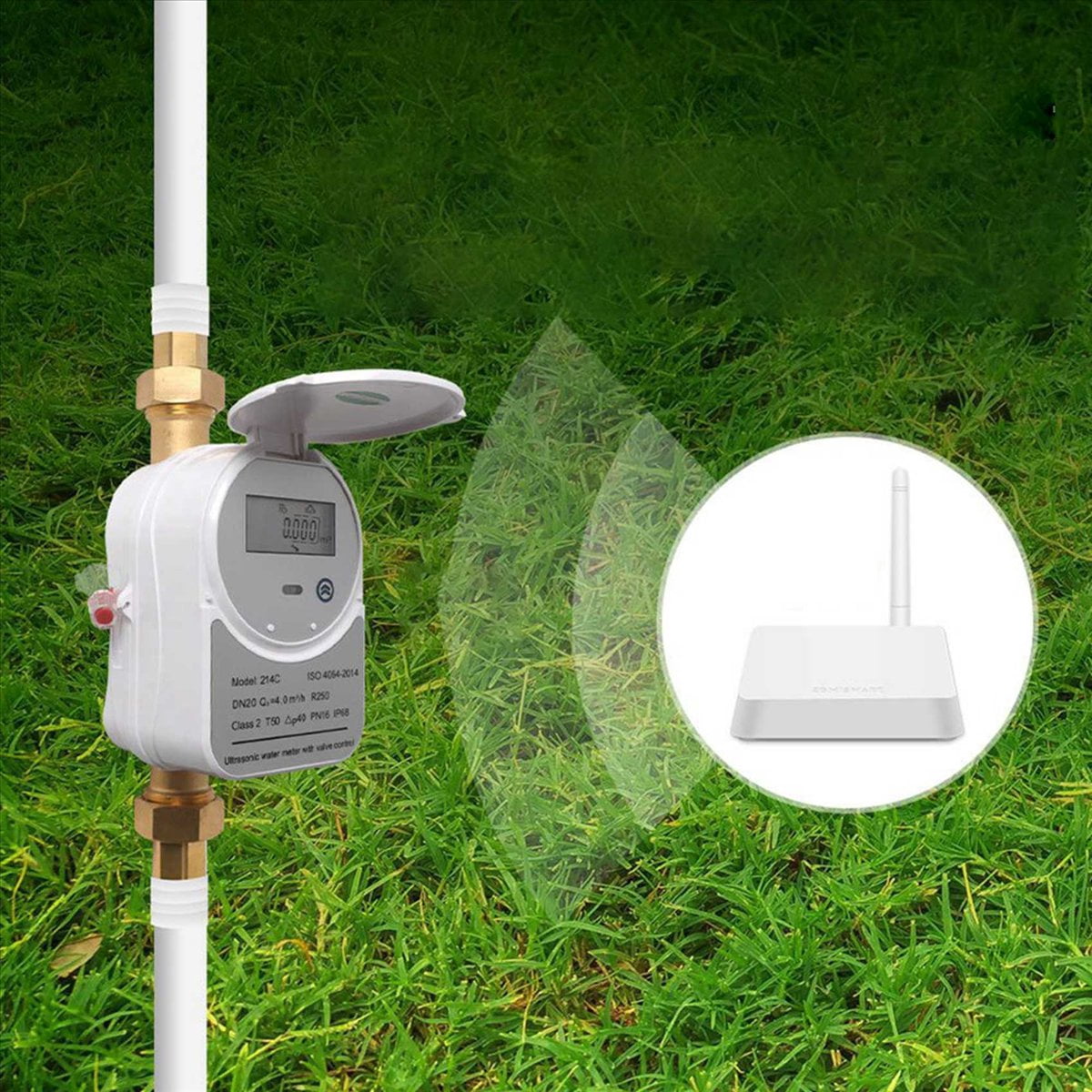 2X Tuya Zigbee Ultrasonic Water Meter DN20 with Valve LCD Display Water Quantity Flow Consumption Measure IP68,2 x Ultrasonic Water Meter kit