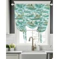 thumbnail image 5 of Turquoise Garden Tie Up Curtains for Window, Thermal Insulted Balloon Shade Adjustable Rod Pocket Curtains Valance Panels for Kitchen Bathroom Cafe 42 x 54 Modern Art Building Rock Landscape, 5 of 6
