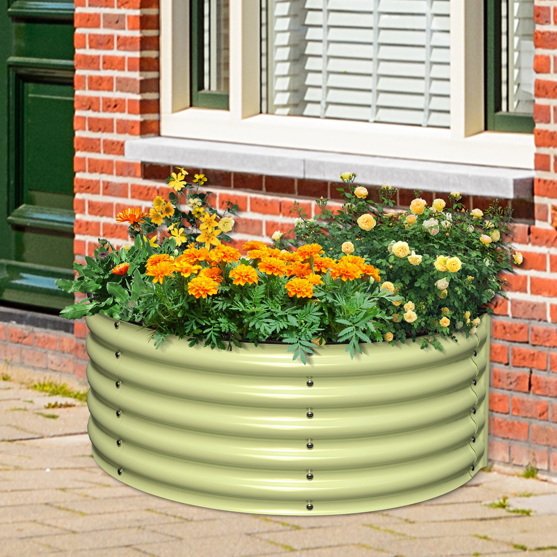 Olle Gardens 17" Tall Semi-round Raised Garden Bed in Sage Green