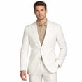 thumbnail image 2 of Men's Modern Fit Linen Cotton Suit, 2-Piece Summer Set with Bonus Dress Socks – White 42S, 2 of 5