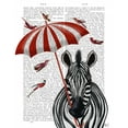 thumbnail image 2 of Fab Funky 26x32 Gold Ornate Wood Framed with Double Matting Museum Art Print Titled - Zebra with Umbrella 2, Forward, 2 of 4