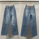 thumbnail image 1 of Pantalones vaqueros rectos con agujero y letras grabadas con láser King para mujer, para parecer fino y versátil, novedad de 2024, 1 of 5