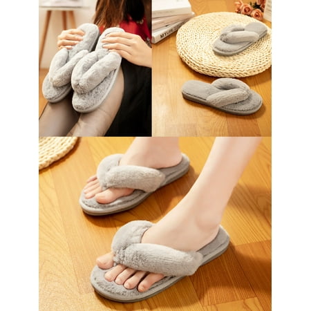 

LELINTA Cozy House Slippers for Women Non Slip Indoor House Spa Thong Slipper Memory Foam Slide Shoes Slipper Black/Gray/Pink
