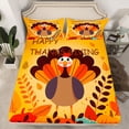 thumbnail image 2 of Feelyou Cartoon Turkey Teens Full Size Sheets, Autumn Pumpkin Bed Sheets, 4 Pieces, 2 of 7